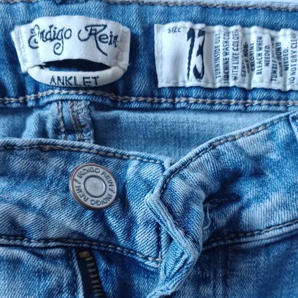 Indigo Rein Stretch Ankle Skinny Jean with Embroidery size 13 - Picture 3 of 8
